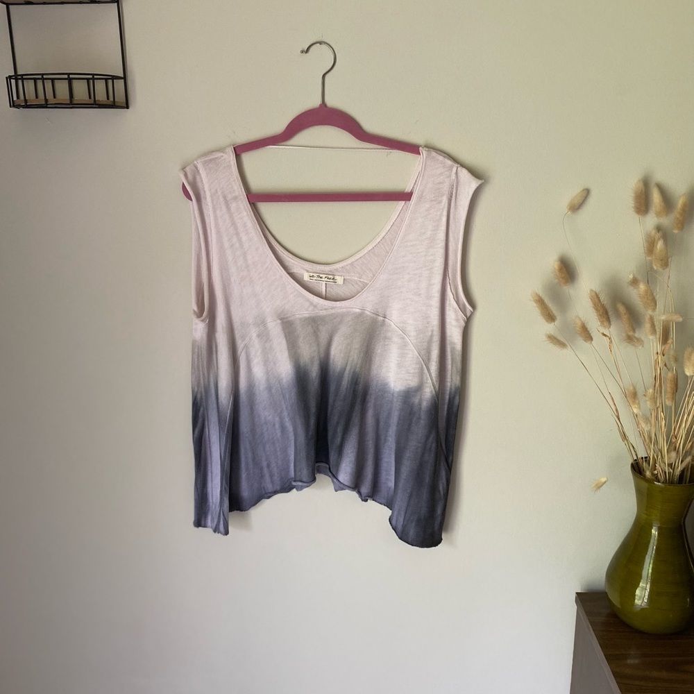 We the free pullover top. Gradient grey to light pink